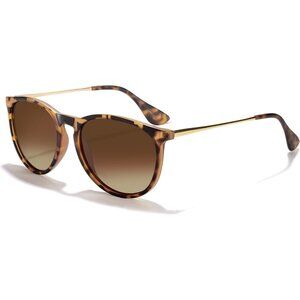 💫 Women Brown Classic Polarized Sunglasses Vintage Round Mirrored Lens Eyewear